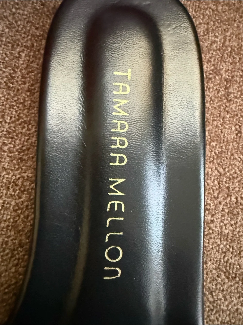 Tamara Mellon Black Perforated Slide Sandals sizes 36.5
